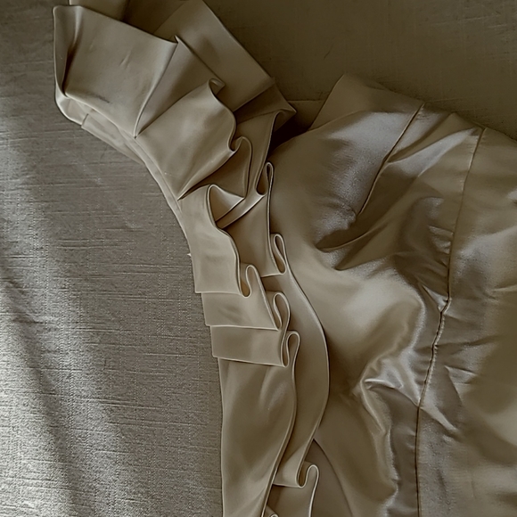 B. Darlin Satin Bodycon One Shoulder Ruffle Mini Dress - Picture 3 of 4